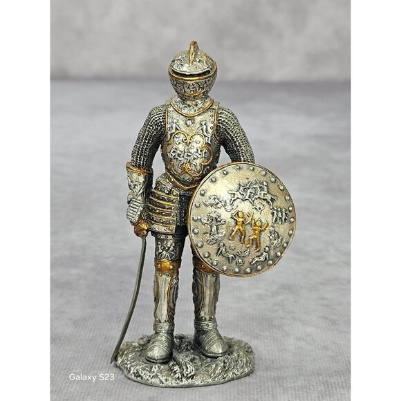 Rare Italy Veronese 2006 Pewter Warrior Knight Statue Figurine w/Sword Shield - Picture 4 of 16